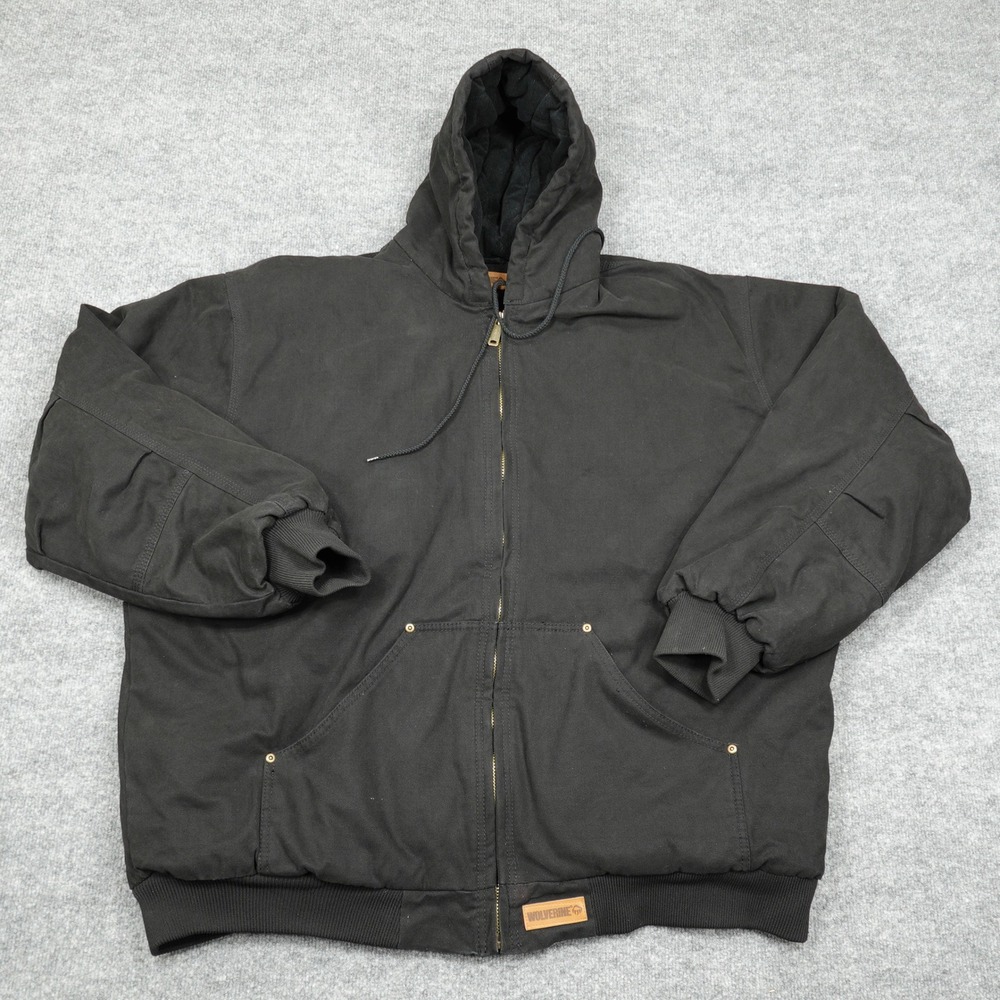 Wolverine Jacket Mens 3X-Large Black Duck Canvas Hooded Quilted Insulated Work
